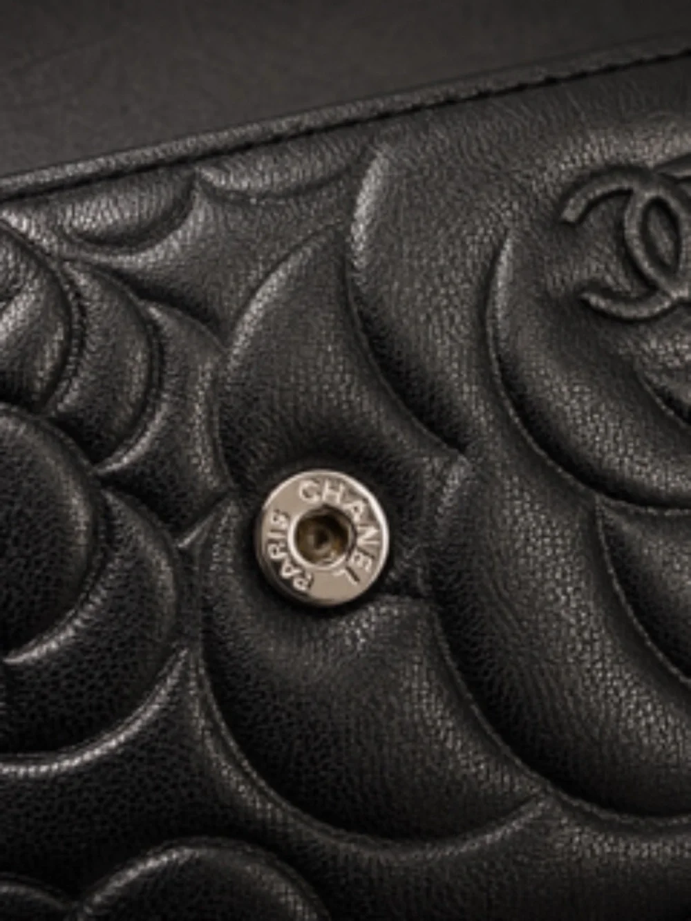 Authentic Chanel Camellia Embossed Clutch , Excellent